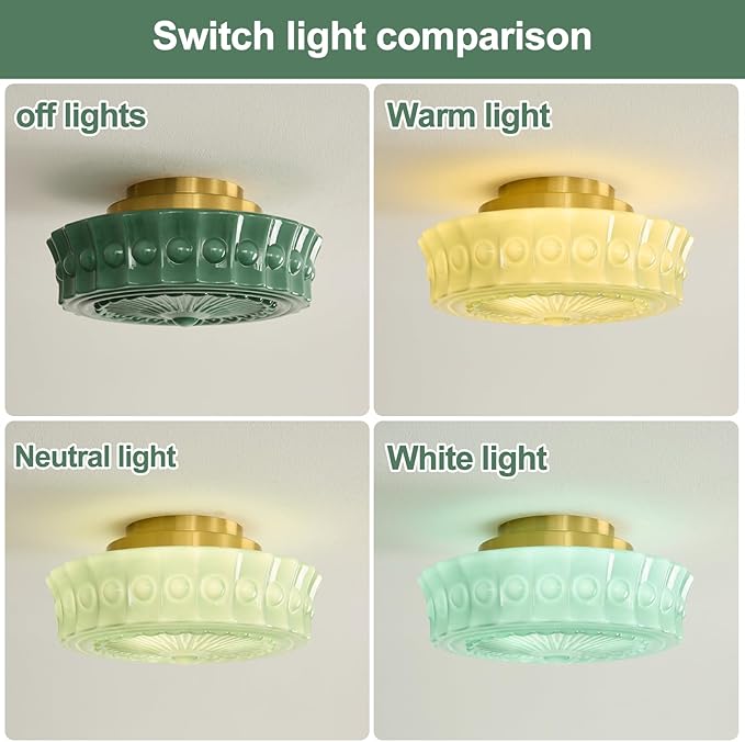 Semi Flush Mount Ceiling Light 14 inch Milk Glass Ceiling Light Mid Century Vintage Green School House Ceiling lamp for Kitchen Hallway Restaurant Living Room and Bedroom