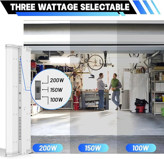 Allsmartlife LED Linear High Bay Shop Light 2-Pack, 200W 27000LM 5000K Daylight 0-10V Dimmable, Adjustable Led High Bay Lighting Fixtures for Garage Warehouse Workshop ETL