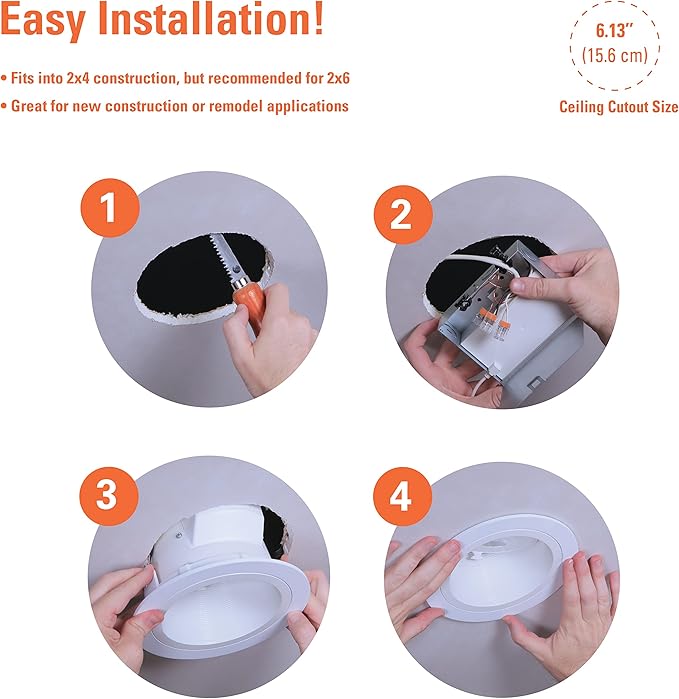 HALO RLS 6 in Adjustable Canless LED Recessed Light Dimmable Sloped Ceiling Downlight with Selectable Color Temperature 2700K-5000K, Dimmable, 1600 Lumens, IC-Rated RLS6159FS1EWHDMR