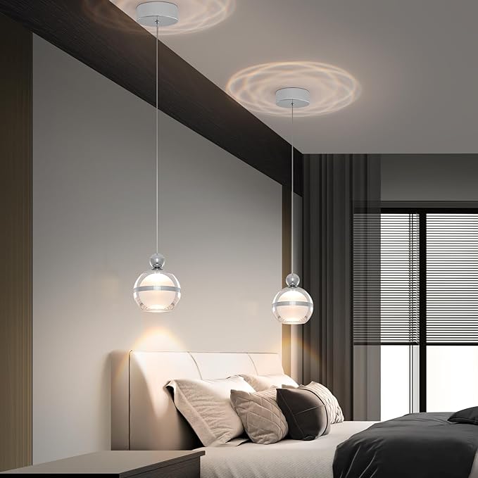 Modern Pendant Light Globe Hanging Pendant Lighting Chrome Small Chandelier Light Fixture for Kitchen Island Bedroom Dining Room Bar (1-Lights)