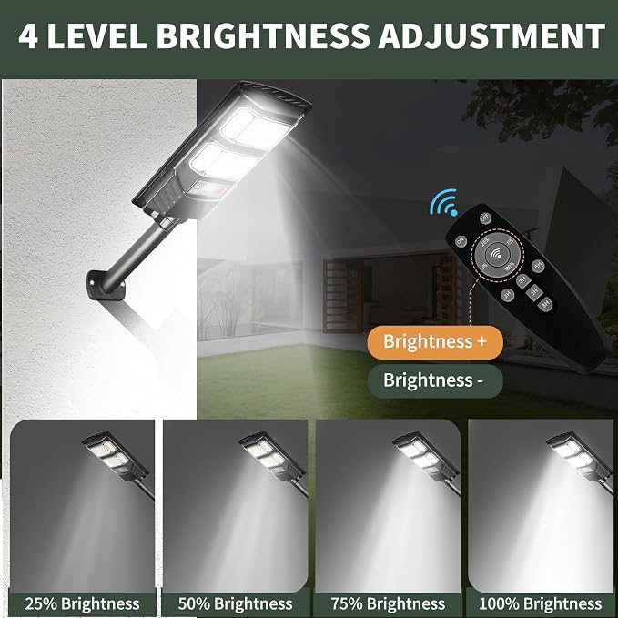 Lendro 4 Pack LED Solar Street Lights Outdoor Waterproof Dusk to Dawn Solar Powered Flood Light Outside Security Lamp for Backyard Garden