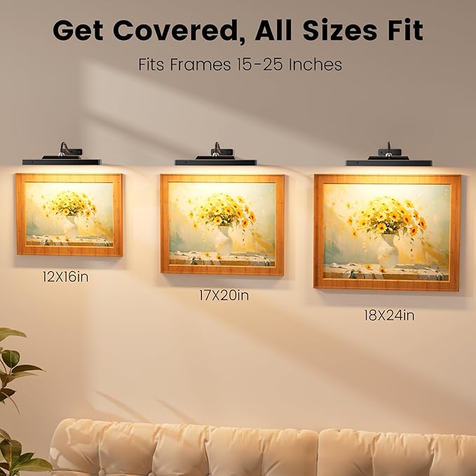 Picture Light for Wall, 12" Rechargeable Wireless Battery Operated Painting Lighting, Dimmable LED with Remote 3CCT for Wall Art Gallery Display (Black)