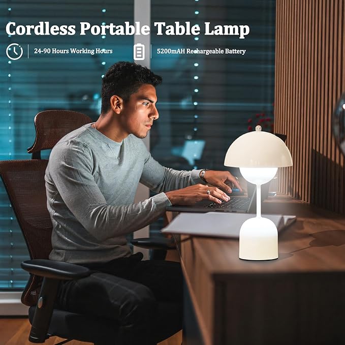 Modern Design Donut Table Lamp, LED Bedside Desk Lamp with Durable Shade, Rotomolded Small 3-Color Dimmable Nightstand Lamps (Not Glass) (Snow White)