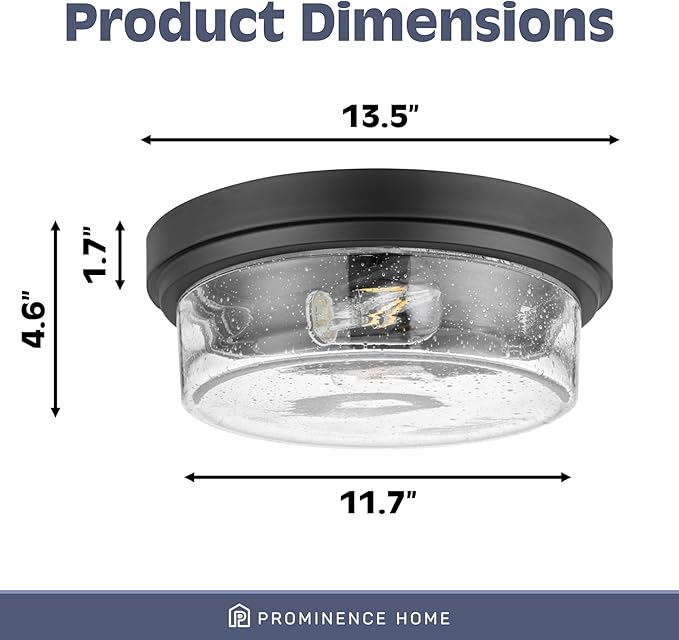 Prominence Home Madalyn 13" Bronze Flush Mount Clear Square Glass Drum Ceiling Light - 51541-01