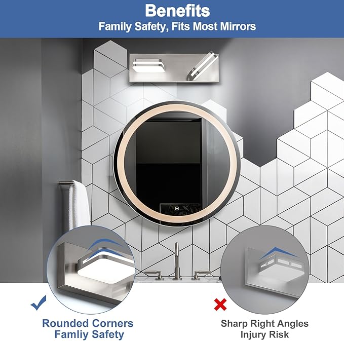360° Rotate 2-Light LED Bathroom Vanity Light Fixtures, 900LM Acrylic Brushed Nickel Vanity Lights for Bathroom, Modern Wall Lighting Fixtures Over Mirror Kitchen Living (Natural White Light 5000K)