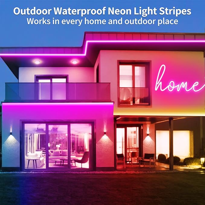 segrass 16.4FT Led Neon Rope Lights Control with App/Remote,Flexible Led Rope Lights,Multiple Modes,IP65 Outdoor RGB Neon Lights Waterproof,Music Sync Gaming Led Neon Strip Lights for Bedroom Décor