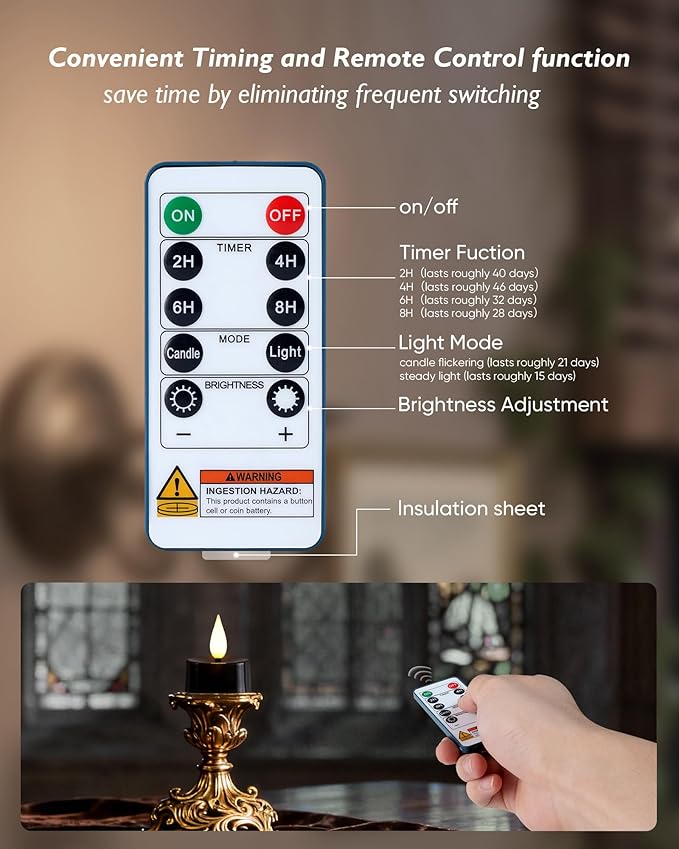 Amagic Flameless Black Timer Remote Tealights Candles, 3D Black Wick Flickering Tea Lights, 300+Hour Colored Votive Candles Battery Operated, Set of 24 for Table Decorations, Pumpkin, Halloween, Party