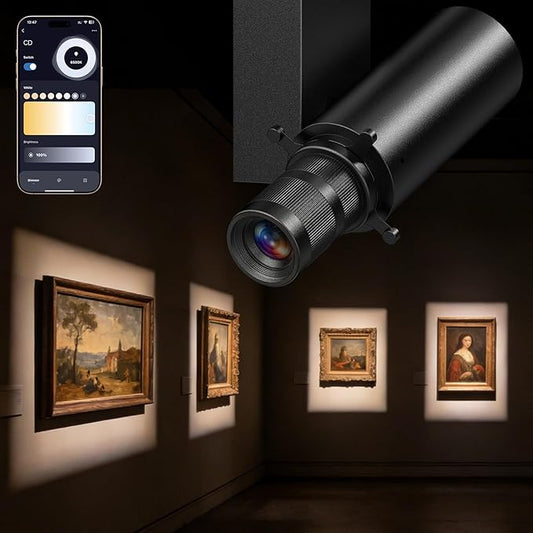 Glendan LED Picture Light: Adjustable Aperture with Zoomable Projection — 2700–6500K High CRI Flicker-Free Smart Control — Perfect Art Light for Artwork in Museums and Galleries