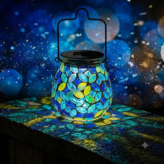 Bshine Mosaic Solar Lantern Outdoor Hanging Waterproof, Mosaic Light Indoor Decorative Table, Garden Decor for Yard Outside, Path, Courtyard, Lawn, Birthday Gift for Mom Women Gardening, Classical