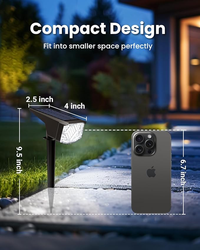 SOLPEX Solar Spot Lights Outdoor Waterproof IP65, Landscape Spotlights Outdoor, Compact Design Spot Lights, Solar Powered Flood Lights for Garden Yard House Pathway Tree Outside, 10 Pack, Cool White