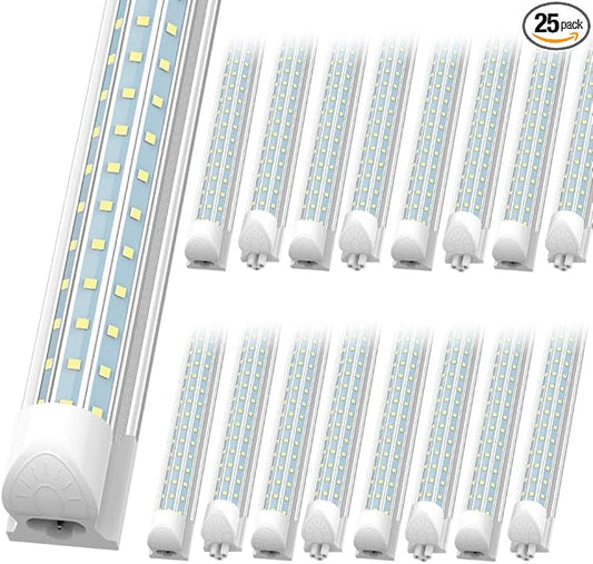 (25 Pack) 4FT LED Shop Light, 45W 5850LM 6000K Cool White, D-Shape, Linkable T8 LED Tube Lights 4FT, 4 Foot Shop Lights for Workshop, Garage, Warehouse, Basement, ETL Listed