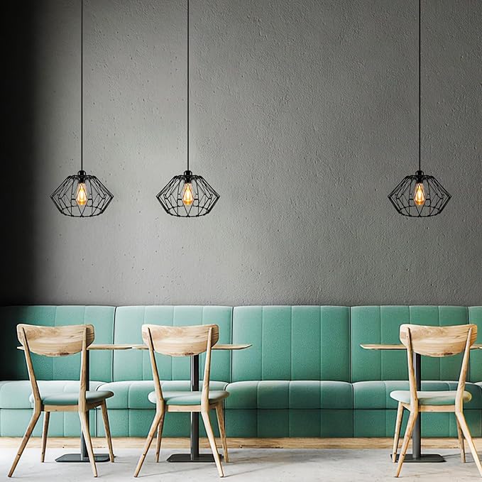 KOSTA Pendant Light, Hanging Light Fixtures with Metal Cage Lamp Shade Covers Decorative, Vintage Retro Industrial Style for Foyer, Bar, Restaurant, 14.4 Inch, E26, Bulb Not Included