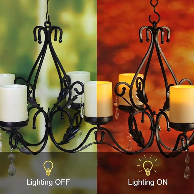 Flameless Candles Chandelier 4-Light Waterproof Crystal Metal Wall Sconces Modern Farmhouse Table Lamp with Remote Control and Timer for Indoor or outdoor Gazebo Patio Bedroom Hallway Bar Kitchen