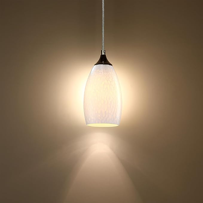 Leading Lighting 4.7" Handblow Art Glass Lamp Shade Pendant Ceiling Chandelier Wall Sconce Light Replacement Oval Glass Shade Fixture (Frosted Glass 3 Pack)