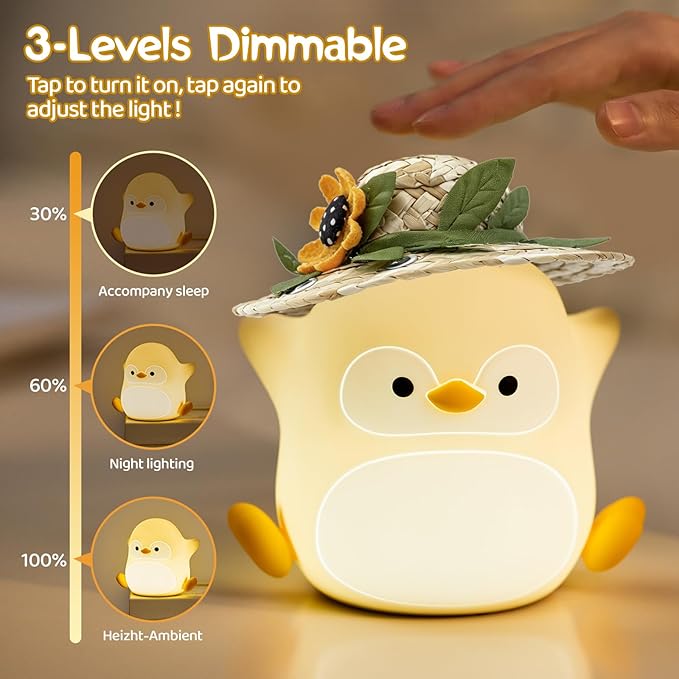 Penguin Night Light for Kids, LED Squishy Silicone Animal Night Lamp, Cute Nursery Nightlight for Desk Decor RGB Ambient Lighting Rechargeable/Dimmable/Timer Toddler Lamp Baby Boys Girls Gift