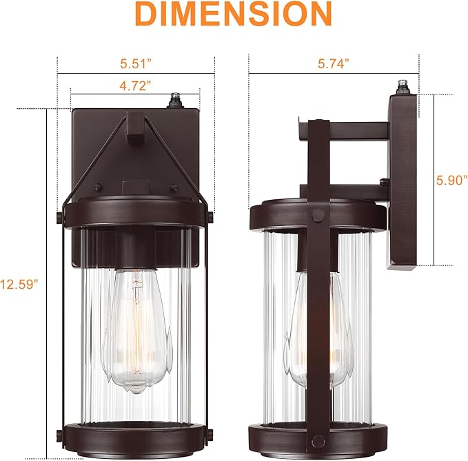 LONEDRUID 2 Pack Dusk to Dawn Sensor Outdoor Wall Sconce Lighting Waterproof Exterior Porch Lantern Rustic Outside Garage Light Fixtures Wall Mount for House Patio Front Door