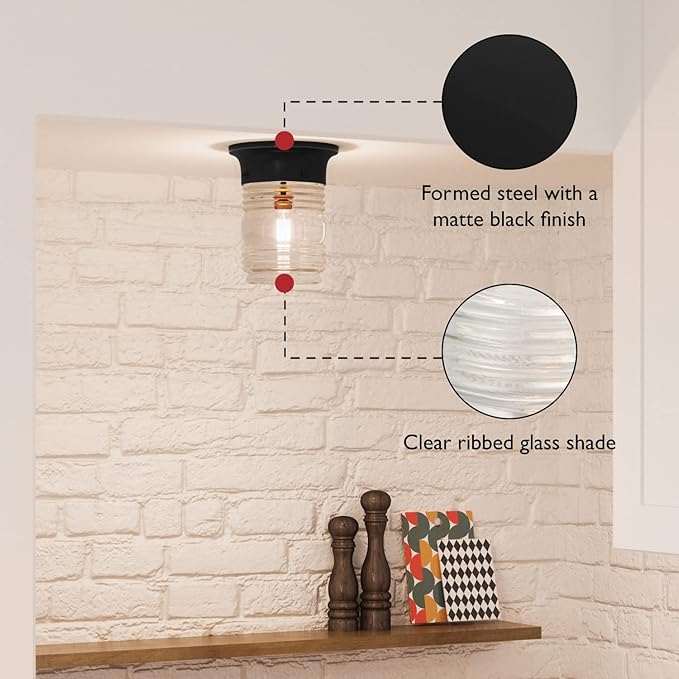 Design House 2-Pack Jelly Jar 1-Light Indoor/Outdoor Flush Mount Ceiling Light, Black – Design House, 587576