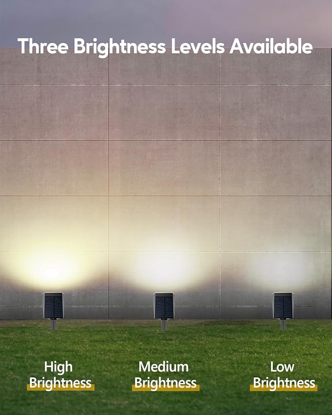 HIBOITEC Solar Spot Lights Outdoor Waterproof 59LED Landscape Lights Solar Powered Uplights Adjustable Brightness Dusk to Dawn for Outside Garden Yard Trees 6 Packs Warm White