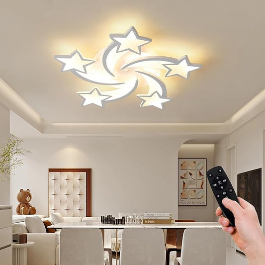 JAYMP Flower Shaped Ceiling Light Dimmable Modern Ceiling Lamp Remote Control LED Lighting Fixture for Bedroom Living Room Dining Room (White/5 Stars)