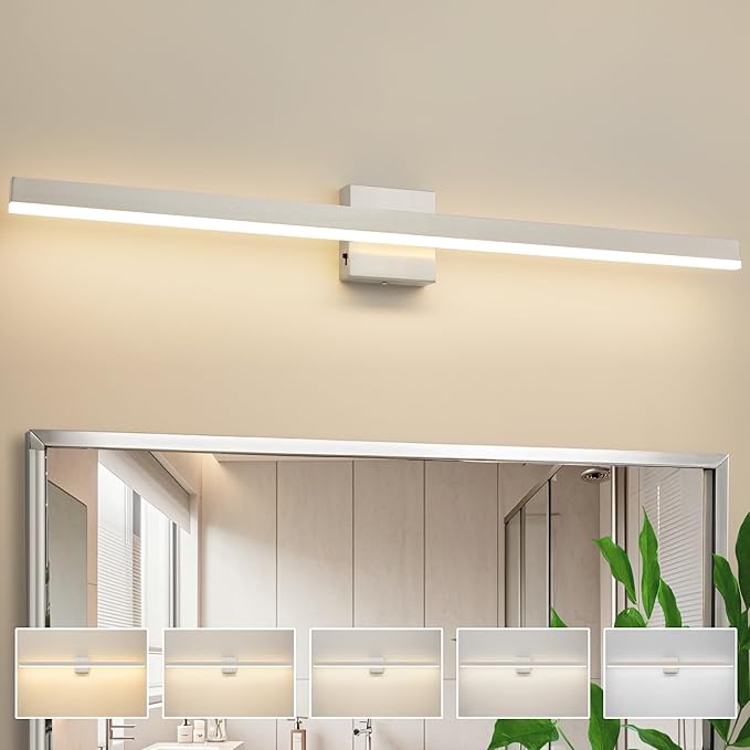 Nickel Bathroom Vanity Light 39.4 inch, 30W Dimmable 5CCT LED Bathroom Light Fixture Over Mirror Restroom-ETL Certificated