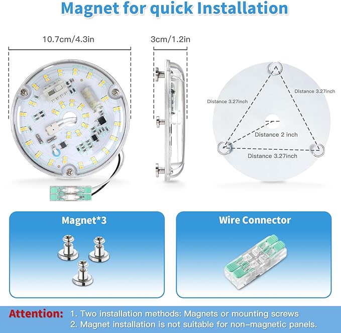 4 Inch Ceiling Fan LED Light Replacement, 18W 2200LM 3000K 4000K 5000K LED Ceiling Fan Light Kit, Ceiling Fan Light Kit Replacement, 120V, CRI90, Dimmable