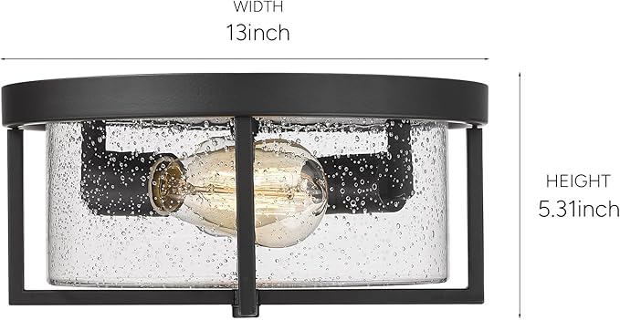 Flush Mount Ceiling Light, Kitchen Island Metal Ceiling Light Fixtures, Farmhouse Close to Ceiling Light, Bedroom Flush Mount Light for Hallway, Kitchen, Entryway and Foyer (Black, 5.5" H)