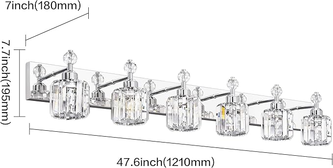 PRESDE Crystal 6 Light Bathroom Vanity Lights Chrom Bathroom Lights Fixtures Over Mirror Modern Bedroom Hallway