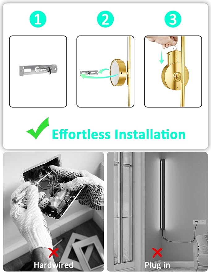 Battery Operated Wall Sconces Set of 2: 10000mAh Rechargeable Wall Lights for Living Room, 4CCT Dimmable LED Wireless Wall Lamp 360° Rotate Modern Home Decor for Bedroom Hallway Picture Lighting