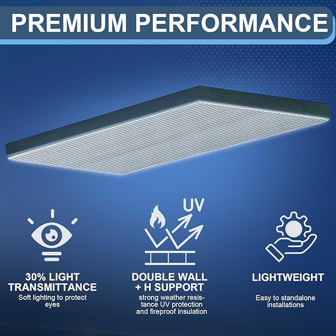 Pushglossy 6 Pack 23.75" x 47.75" x 0.2" Fluorescent Light Covers Polycarbonate Diffuser Panels Replacement for 2x4ft Drop Ceiling Light Fixture for Classroom Office Commercial Use (Clear Black)