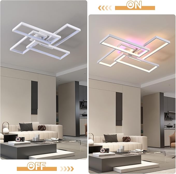 Modern LED Ceiling Lights for Bedroom,50W Led Flush Mount Ceiling Lamp,Dimmable Square Ceiling Light Fixture with Remote Control for Living Room,Kitchen,Balcony,White,3000-6000K