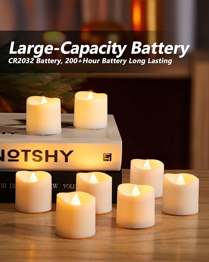 Homemory 24Pack Flameless LED Votive Candles, 200+Hour Lasting Electric Fake Candles, Battery Operated Tealights in Warm White for Wedding, Proposal Anniversary, Romantic Decor(Batteries Included)