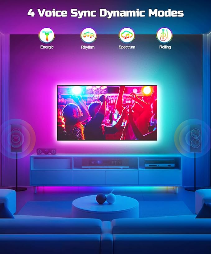 TV LED Backlight, 23ft TV LED Lights for 75-100 inch,RGB TV Backlight Behind,USB Strip Lights Behind TV, Color Changing Sync with Music, Bluetooth App Controlled Led Lights for Bedroom Home Decor