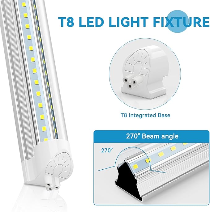 SHOPLED LED Shop Lights 3FT, 30W 4000LM 5000K Daylight White, V Shape Linkable T8 Ceiling Light Fixtures, 3 Foot LED Tube Light for Workshop, Workbench, ETL Listed, 2 Pack