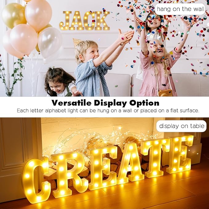 DyingSwan Small Led Marquee Letters, Light Up Letters, 8.58 Inch Led Letter Lights, Battery Powered Lighted Sign for Table, Party, Birthday, Christmas Decor (Letter J)