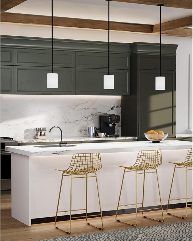 Progress Lighting Replay Collection 1-Light Textured Black Etched White Glass Modern Mini-Pendant Light