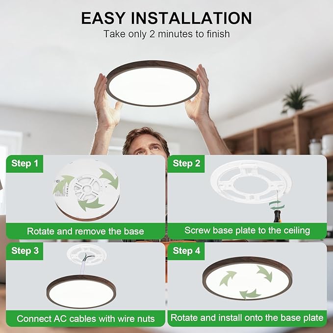 LED Flush Mount Ceiling Light: 7 inch 1Pack Super Slim Dimmable & 5CCT (2700-6500K) Kitchen Lighting Fixtures Ceiling - 12W Walnut Low Profile Ceiling Lamp for Bedroom Garage Hallway