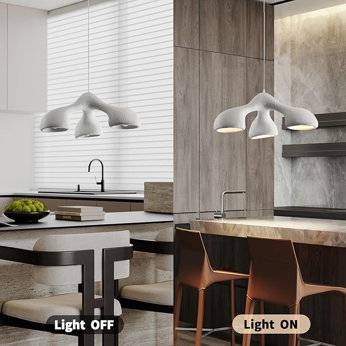 JAYMP 3-Lights Pendant Light Fixture for Dining Room Kitchen Island Restaurant Farmhouse E26 Base Mid Century Modern Hanging Lamp 1 Pack (Matte White,E Shape, 72cm/28.3in)