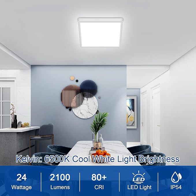 12 Inch Flush Mount Ceiling Light, 6500K White Light LED Ceiling Light, Slim Ceiling Light Fixture for Living Room, Bedroom, Kitchen