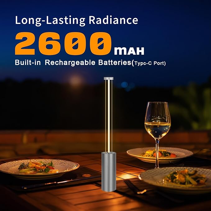 Cordless Lamp Small Lamps For Small Spaces Rechargeable Battery Operated Lights Mini Touch Lamp Mood Lighting Mood Lighting Portable Camping Lanterns For Dining Bar Patio Bedside Bookshelf (Silver-)