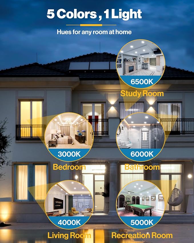 Sunco 24 Pack 6 Inch LED Disk Lights, Flush Mount Ceiling Light Disc, Recessed Can Lighting, 850 LM, 12W (65W Equivalent), Selectable CCT 3000K/4000K/5000K/6000K/6500K, Dimmable, Damp Rated ETL