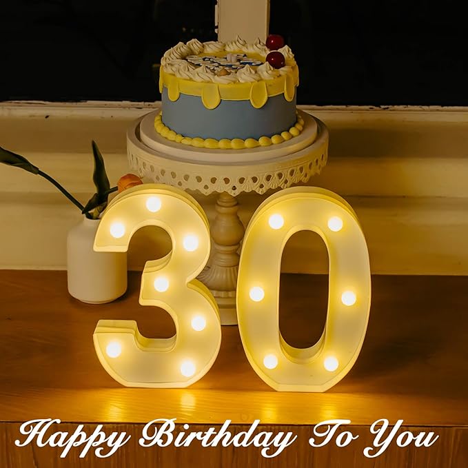 LED Marquee Numbers, Small Light Up Numbers for Party, 8.58 Inch Battery Powered Lighted Number for Birthday, Night Light, Table or Home Decor (Number 0)