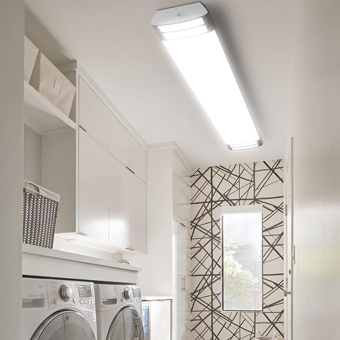 ANTLUX 4FT LED Flush Mount Puff Lights, 40W 4500LM Linear Light, 4000K Neutral White, 4 Foot Integrated LED Wraparound Ceiling Lighting Fixtures for Kitchen Laundry, Fluorescent Replacement, 4 Pack