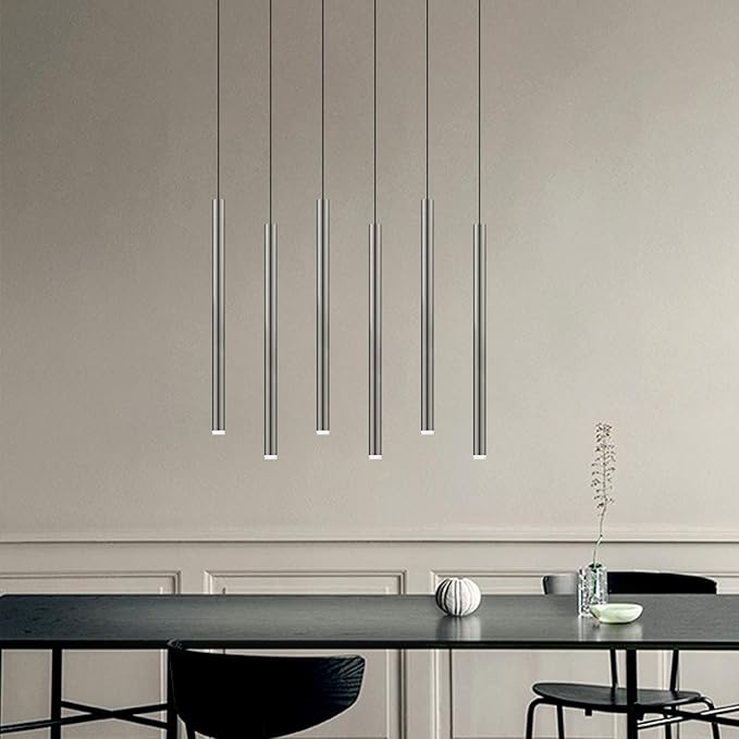 CANALIS 6 Mini Pendant Lighting Nickel - LED Hanging Light Fixture for Kitchen Island, Bar, Foyer - Cluster Pendants - Dimmable, Adjustable Wire, Lamp Bulb Included