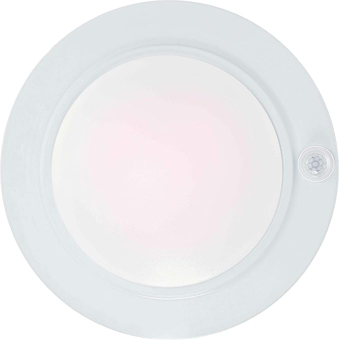 GRUENLICH LED Motion Sensor Flush Mount Ceiling Lighting Fixture, 8.7 Inch 11.5W 890 Lumen, Metal Housing, ETL Rated, 2-Pack, White Finish-5000K