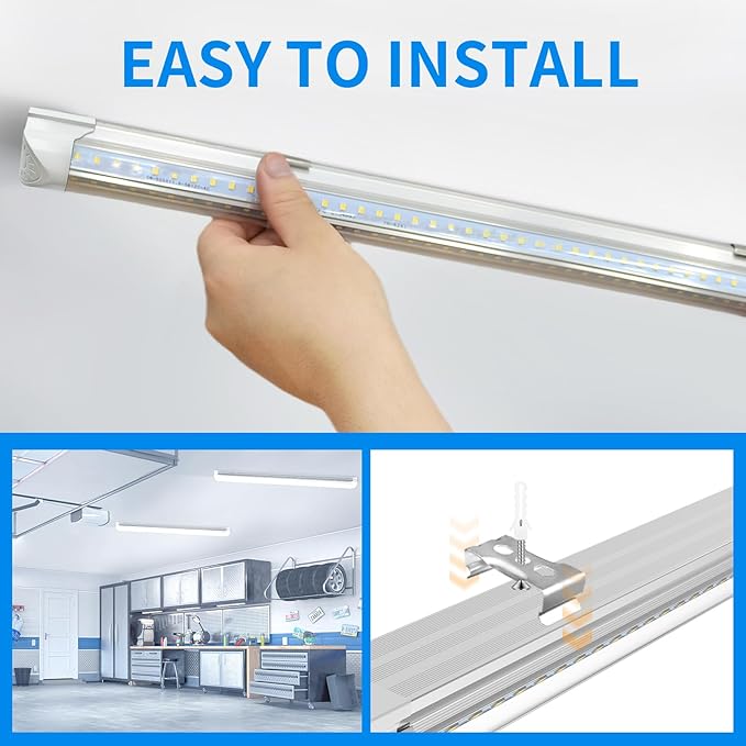 CNSUNWAY LED Shop Light 3FT, 30W 6500K Cool White, T8 LED Tube Lights, 4000LM V-Shape Ceiling Shop Lights, Linkable Under Counter Light for Kitchen, Garage, Workbench, Basement, ETL Listed (2 Pack)