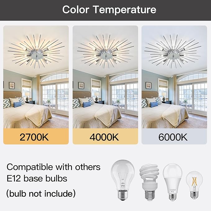 ZGLAOJT Semi Flush Mount 8 Light Ceiling Light Modern Metal Ceiling Lighting Chrome Light Fixture Chandelier for Farmhouse Kitchen Dining Room Bedroom Hallway Living Room