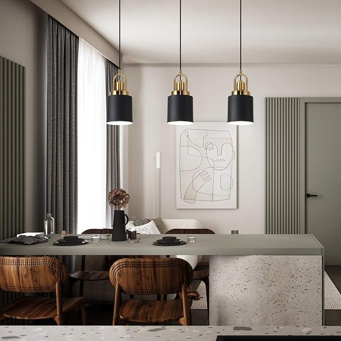 Modern Cylindrical Chandelier Black Hanging Light, Diameter 5.11 "for Kitchen Island, Kitchen Sink, Dining Room, Bedroom, Corridor