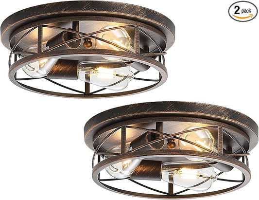 Black Gold Farmhouse Ceiling Light Fixtures,3 Lights Flush Mount Ceiling Light,Bathroom Light Fixtures Ceiling Mount for Hallway Bedroom Kitchen 2 Pack