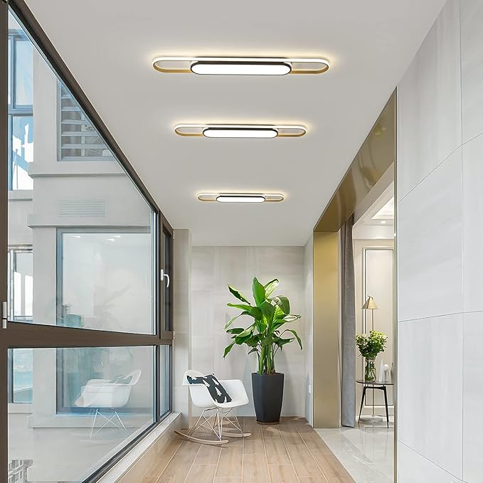 Qcyuui Linear Ceiling Light Modern LED Ceiling Lamp Dimmable Acrylic Ceiling Lighting Fixture with Remote Control for Kitchen Dining Room Cloakroom Hallway(48W/43.3in L)
