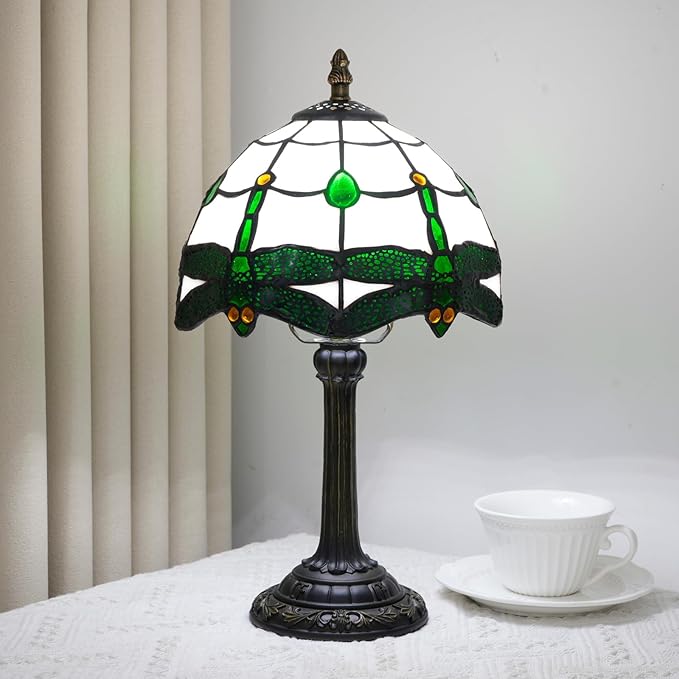 Tiffany Stained Glass Table Lamp Warm White Dragonfly Style Bedroom Retro Bedside lamp Unique Small Table lamp Living Room Dining Room Home Decoration Creative Gift Scene Props Atmosphere lamp